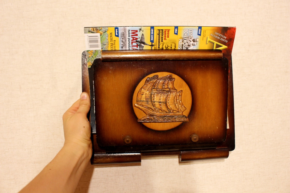 Antique magazine holder Embossed sailing ship newspaper holder | Etsy