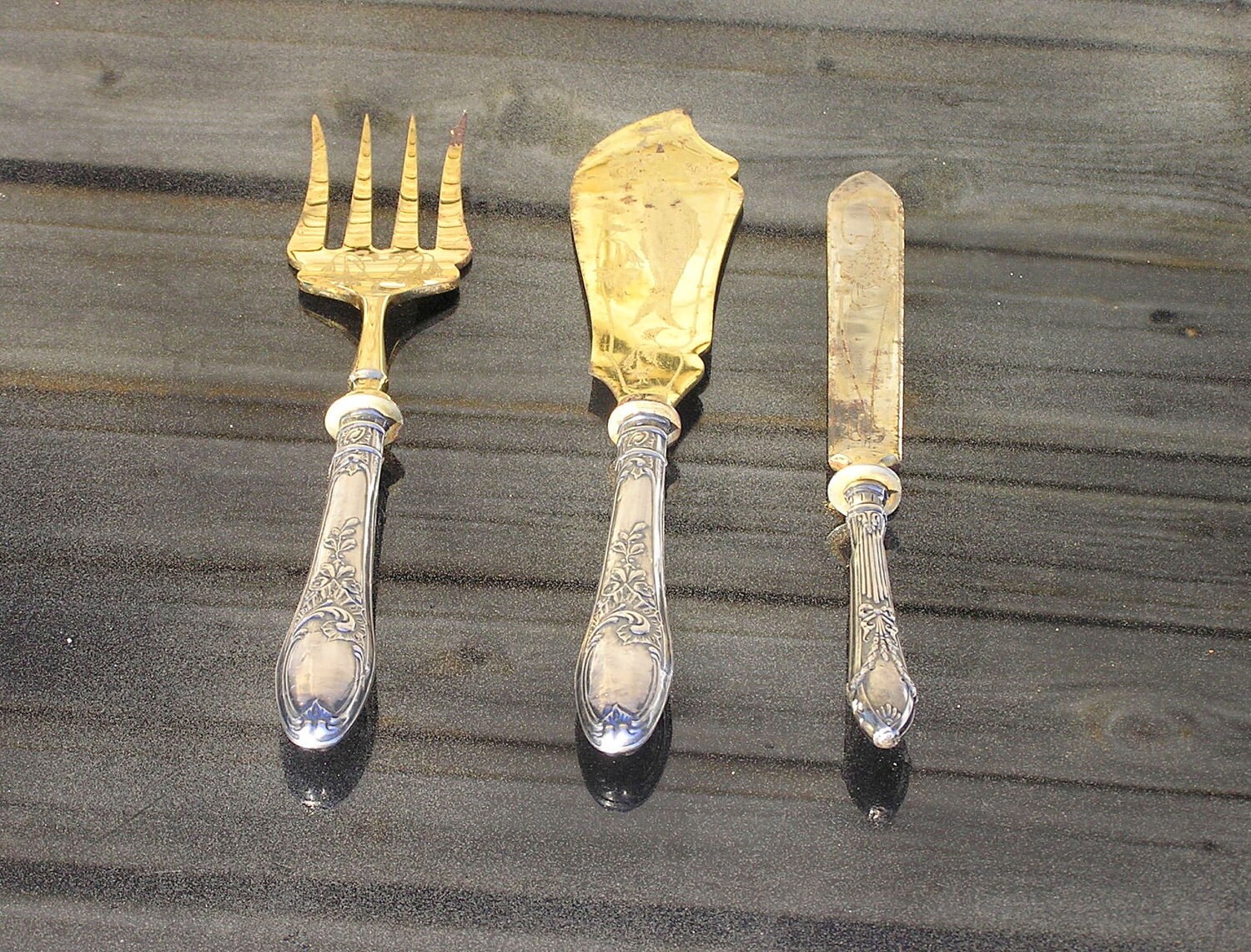 Antique cutlery Filver fish fork Fish knife Gold layered Etsy