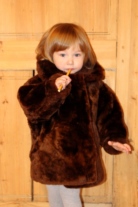 Kids mouflon sheepskin coat Kids fur coat Soviet … - image 1