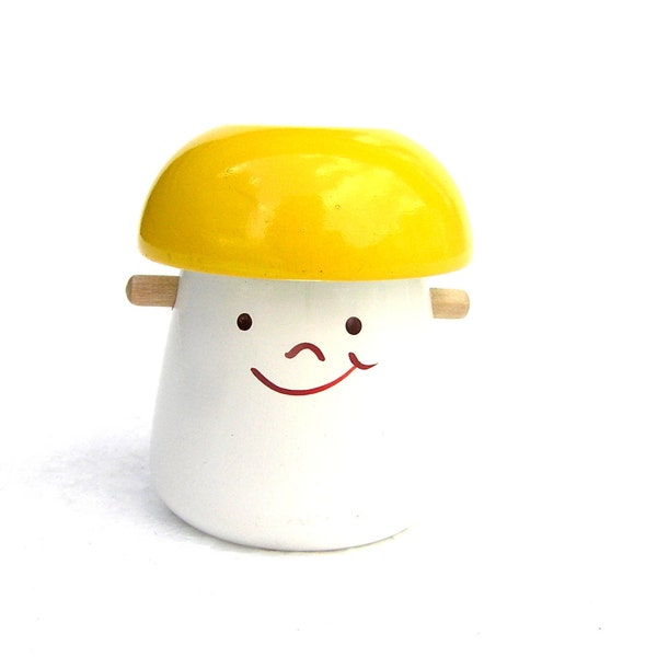 Vintage soviet yellow salt pepper shaker happy muchroom neon citrine lemon new old stock unused