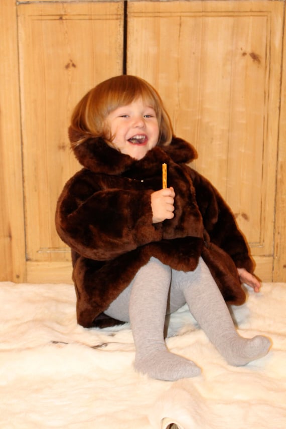 Kids mouflon sheepskin coat Kids fur coat Soviet … - image 5