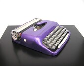 Typewriter very good working condition metallic glittery purple lilac violet retro writing new ribbon scandinavian layout