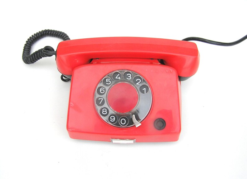 Red phone Red rotary telephone Soviet vintage phone Russian phone Table phone Retro telephone Red retro home decor Working rotary phone