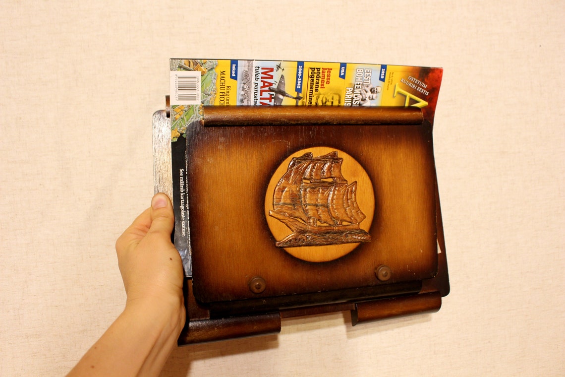 Antique magazine holder Embossed sailing ship newspaper holder | Etsy