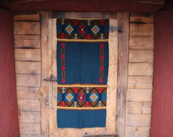 Handwoven wool kilim Scandinavian raanu Wool bed cover Wool armchair cover Wool rug Wool table runner Wool tapestry Vintage raanu Wool raanu