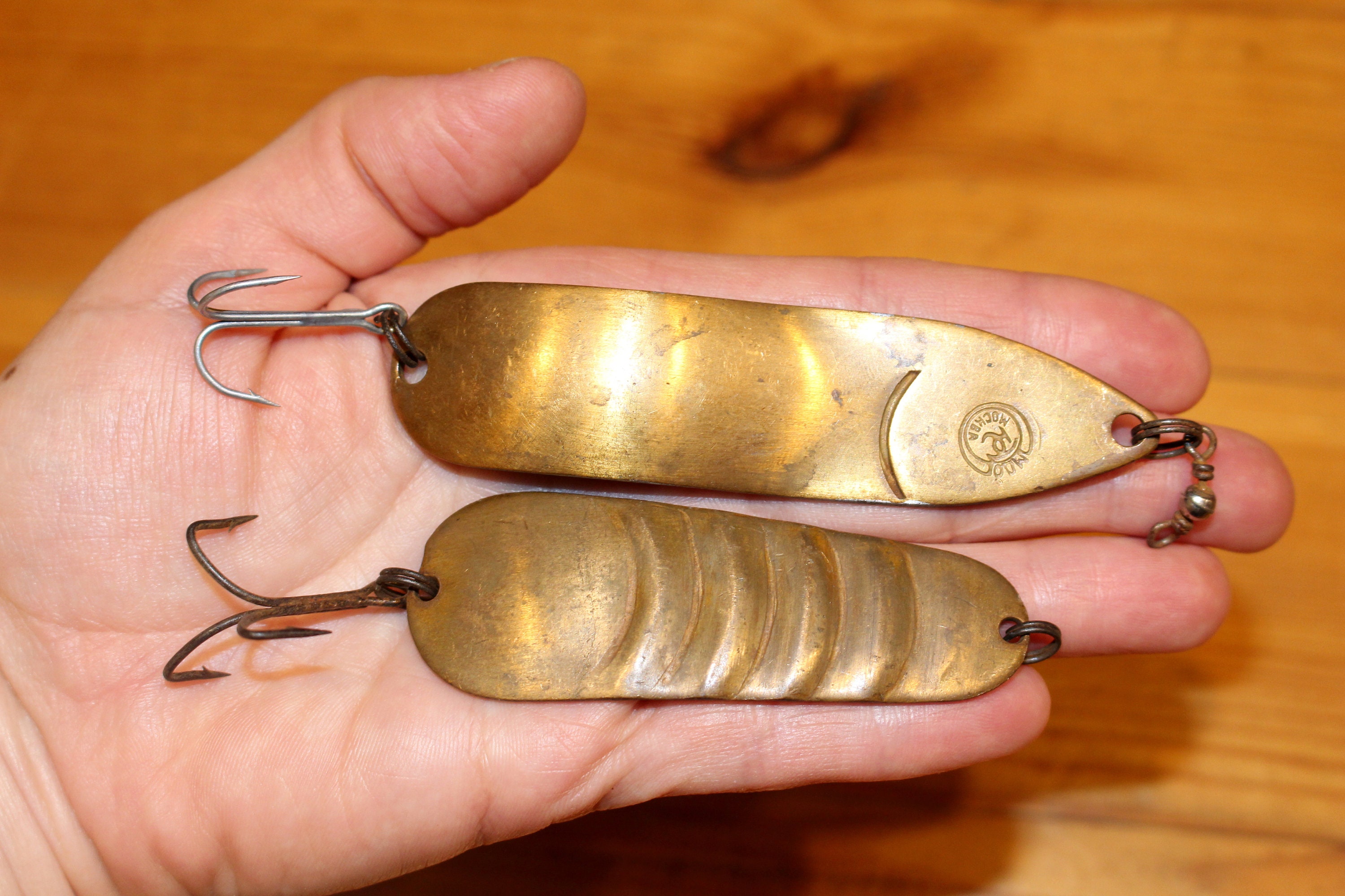 Vintage BRASS Fishing Lures MOSCOW Set of 2 Vintage
