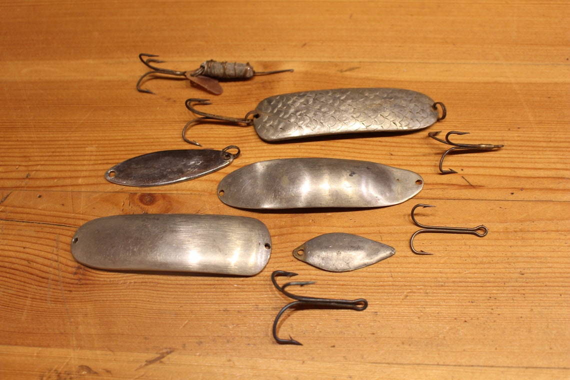 Vintage Handmade Fishing Lures Spoonbait Three Prong Fishing Etsy