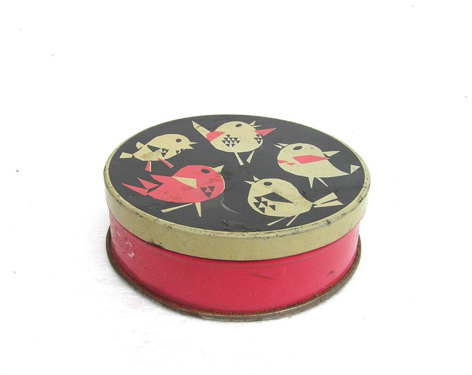 Red and Black Vintage Metal Box With Birds Bird Birdies Rusty Rustic Look Etsy