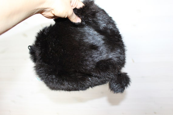 Kids rabbit fur hat SIZE 55 pom pom hat Vintage t… - image 4