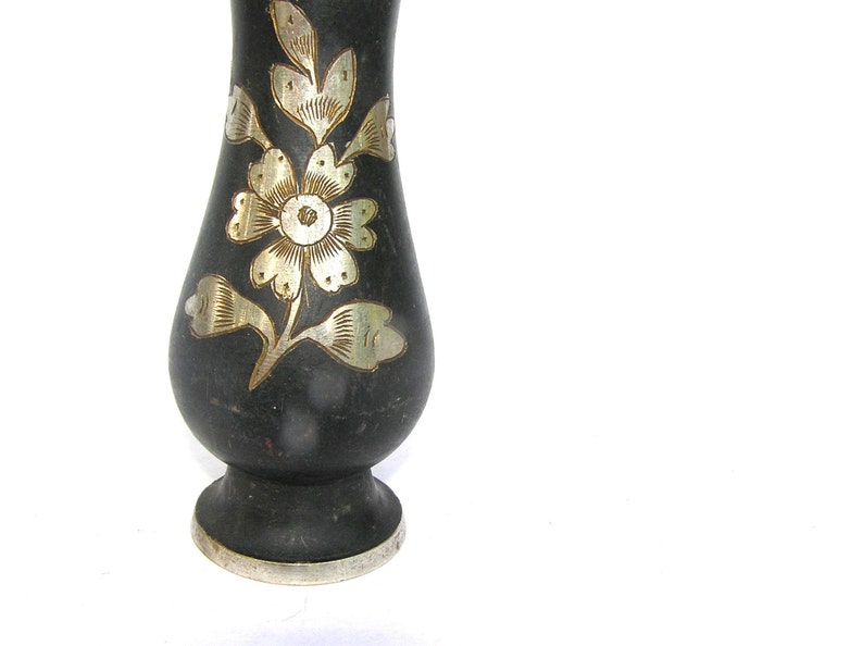 Antique Vase Small Metal Vase Floral Vintage Vase Small Flower Etsy