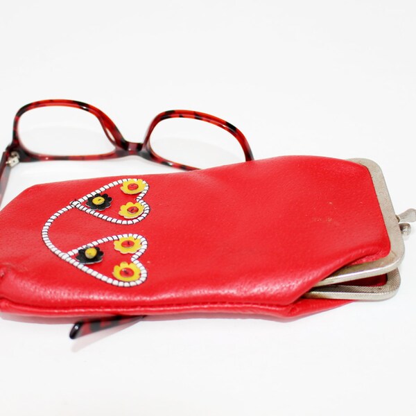 Bril zaak zonnebril zaak echt leder geval voor glazen lederen bril zaak rood Vintage brillen Case Vintage potlood geval
