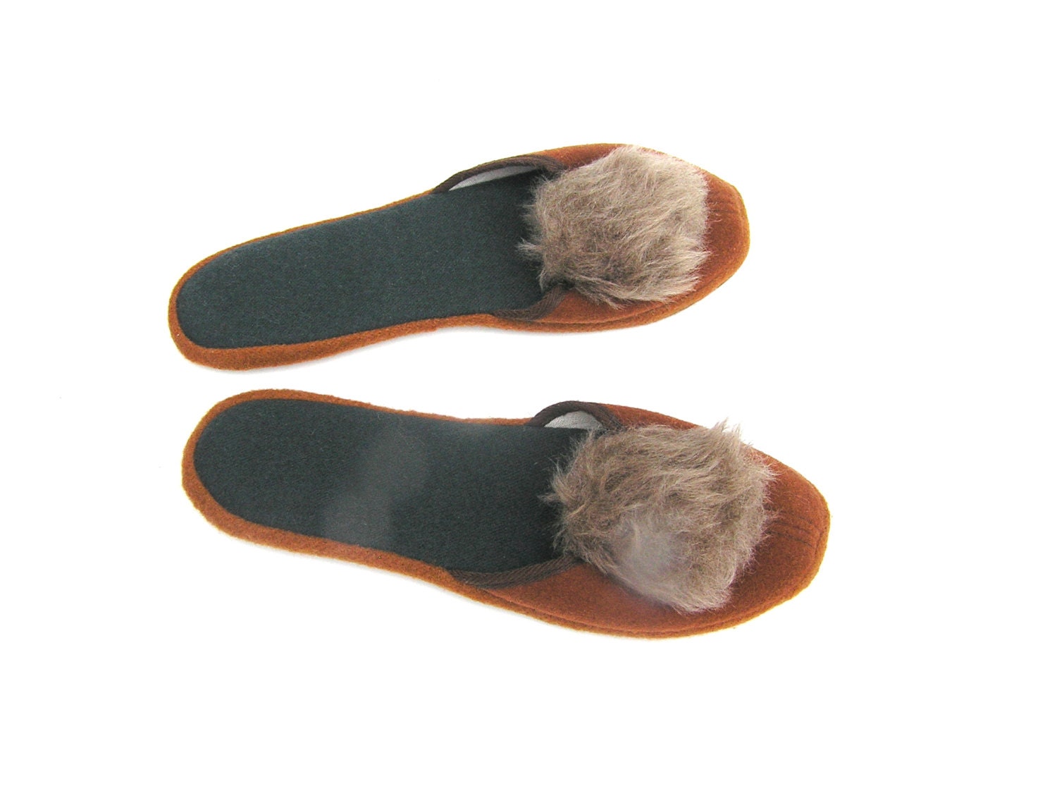 Old fashioned slippers deals with pom poms