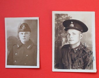 Black and white photography portrait 1932 Vintage military photos portraits set of 2 Estonian army soldiers Estonia paper ephemera