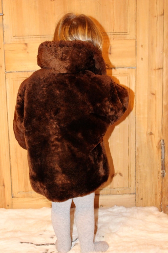 Kids mouflon sheepskin coat Kids fur coat Soviet … - image 4
