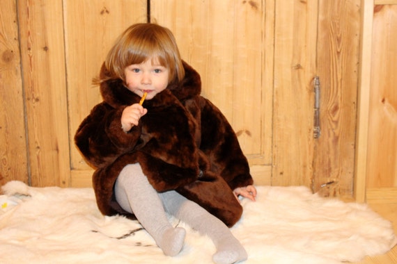 Kids mouflon sheepskin coat Kids fur coat Soviet … - image 2