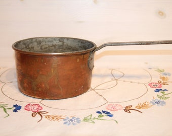 Large vintage copper pot Antique copper ladle Sauna scoop Copper cooking pot 3.5 liters