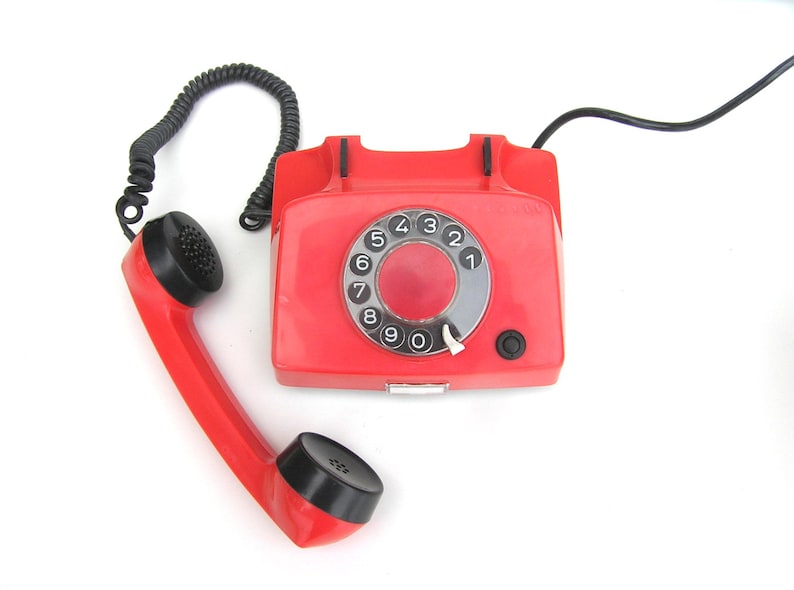 Red phone Red rotary telephone Soviet vintage phone Russian phone Table phone Retro telephone Red retro home decor Working rotary phone