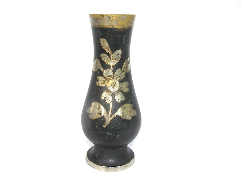 Antique Vase Small Metal Vase Floral Vintage Vase Small Flower Etsy