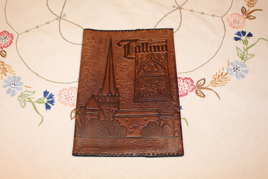 TALLINN 1980 Estonia Genuine Leather Book Cover Linda Estonian Folk