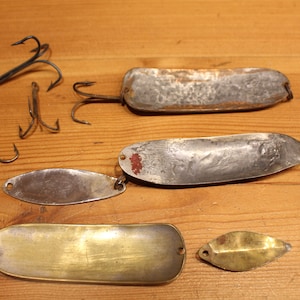 Vintage handmade fishing lures Spoonbait Three prong fishing lure Trolling spoon Vintage bait