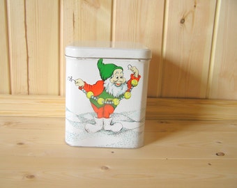 Christmas cookie box Christmas cookie container Large Christmas tin Christmas food container Christmas tea container Gingerbread box Santa