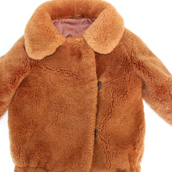 Niños piel abrigo soviético niños vintage cheepskin abrigo Vintage niños de piel capa abrigo de piel de niños barato Vintage kids invierno abrigo niños Retro