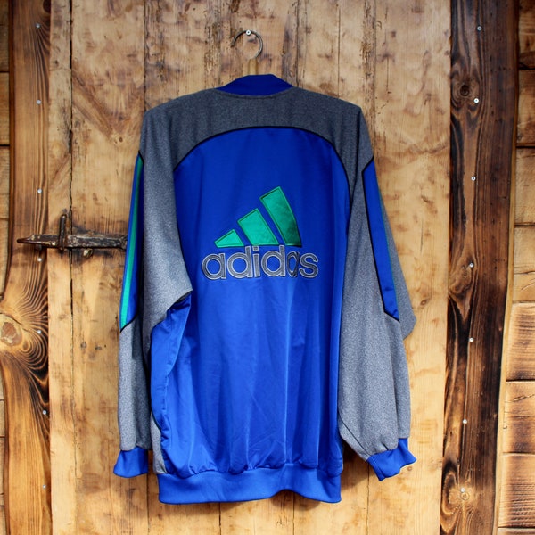 Vintage Adidas mens sweatshirt tracksuit SIZE M 90s Adidas sweatshirt sweater jumper blue Adidas tracksuit