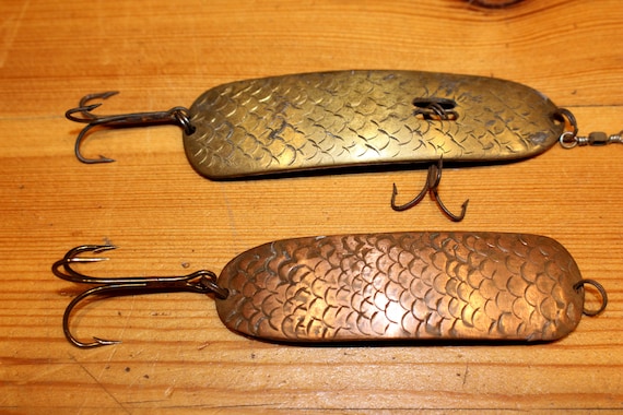 LARGE Handmade BRASS and COPPER Lures Vintage Handmade Fishing Lures  Spoonbait Three Prong Fishing Lure Trolling Spoon Vintage Bait -  Canada