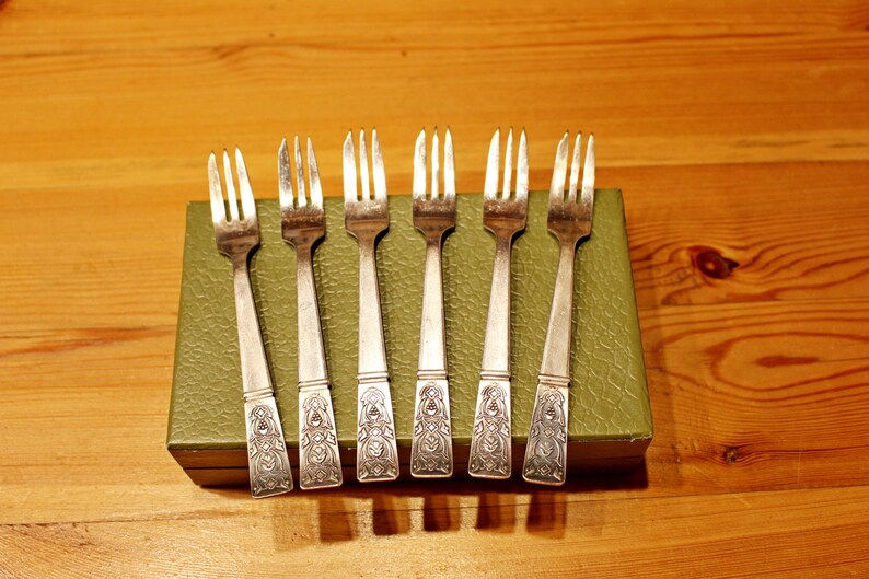 Vintage Dessert Forks Melchior Cake Forks German Silver Forks Etsy