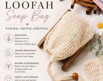 Bolsa de jabón de lufa natural con cordón