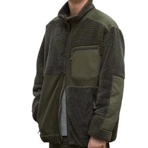 Vintages 90’s Enginereed Garments X Uniqlo Split Patchwork Deep Pile Fleece Jacket Green