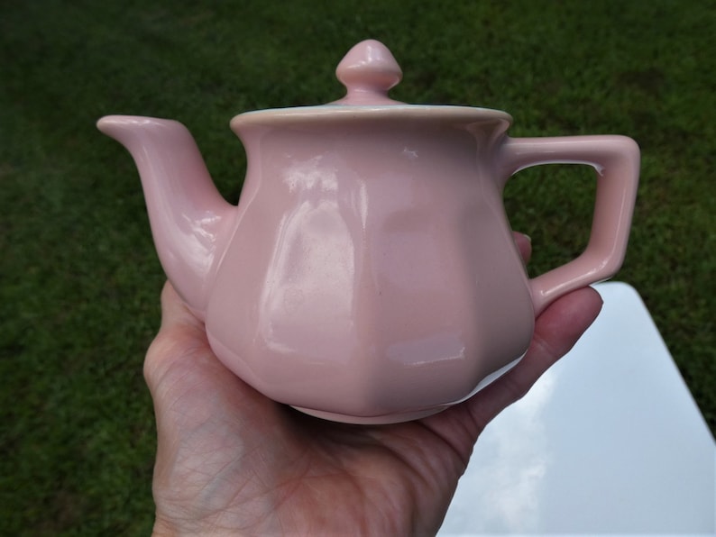 Vintage Hall Tricolator Pink Teapot China Ceramic Farmhouse Kitchen Cottage Chic Decor Small Display Prop
