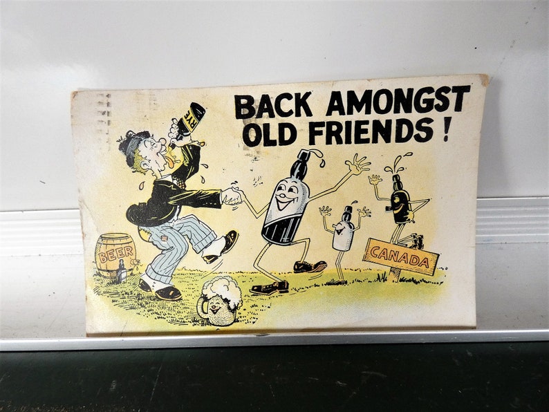 Antique Postcard 1929 Humorous Alcohol Bar Decor Canadian Etsy