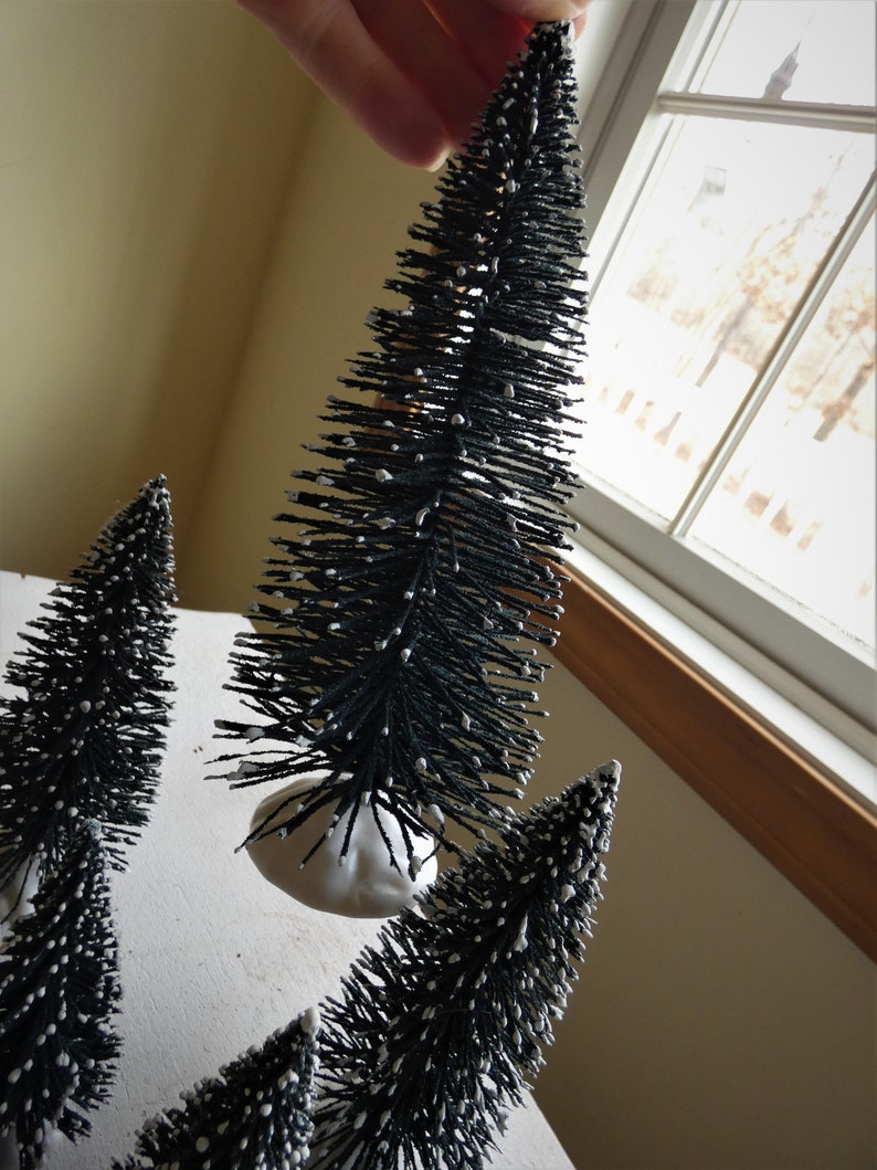 Christmas Village Lemax Evergreen Snowy Frosted Sisal Trees Decoration Fairy Garden Supply