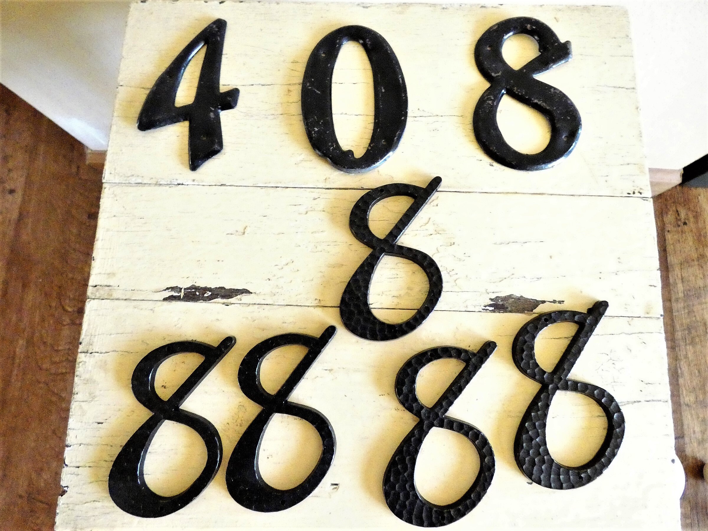 Vintage Large Metal Numbers Black House Address Number Signs Etsy