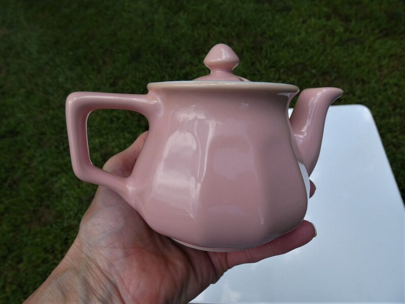 Vintage Hall Tricolator Pink Teapot China Ceramic Farmhouse Kitchen Cottage Chic Decor Small Display Prop