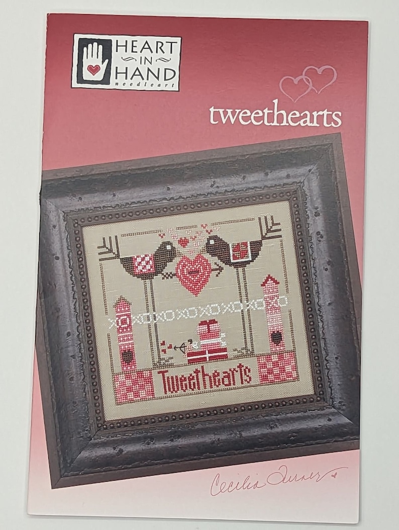Tweethearts A Heart in Hand Cross Stitch Pattern by Cecelia Turner Etsy
