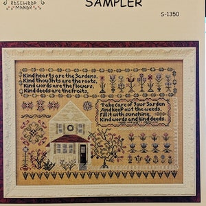 Rosewood Manor - Lebanon House Sampler - Cross Stitch Pattern  by Karen Kluba - Longfellow Quote with House and Gardens S-1350