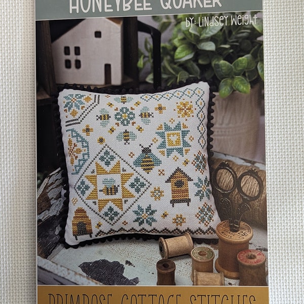 Honeybee Quaker -Paper Pattern - Primrose Cottage Stitches - Lindsey Weight - Finishing Kit Option