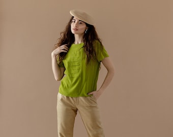 Vintage Lime Silk Blouse