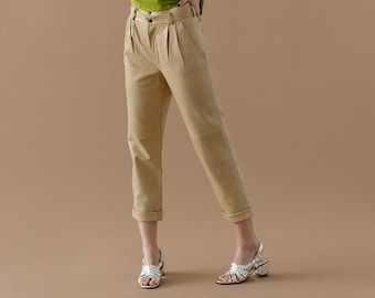 Vintage Tan Embossed Leather Trousers