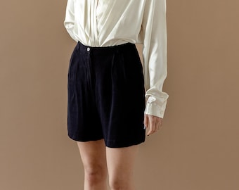 Vintage Midnight Pleated Bermuda Shorts