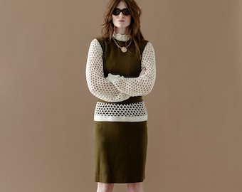 Army Green Knit Skirt Set
