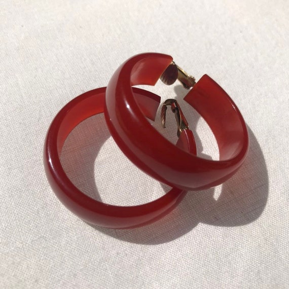 Rust Colored Clip On Hoops - image 3