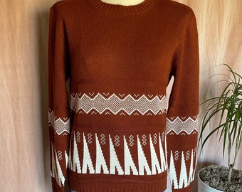 Vintage Rust and White Crewneck Sweater