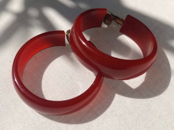 Rust Colored Clip On Hoops - image 1