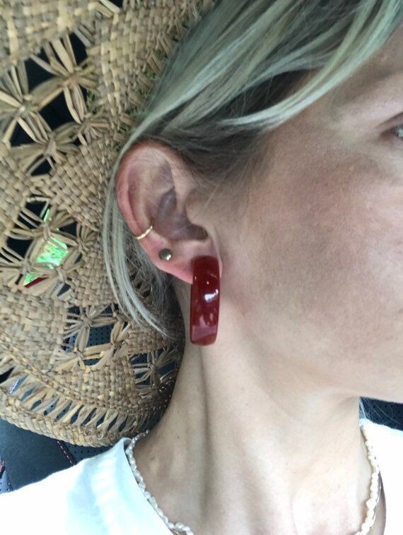 Rust Colored Clip On Hoops - image 4