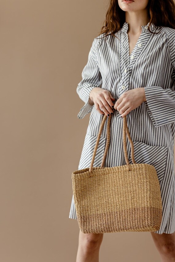 Vintage Two Tone Basket Weave Purse Etsy