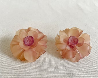 Light Purple Resin Rose Earrings