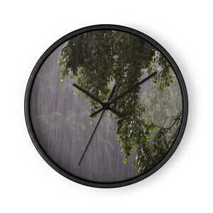 Wall clock | Rain Falling Through Green Leaves